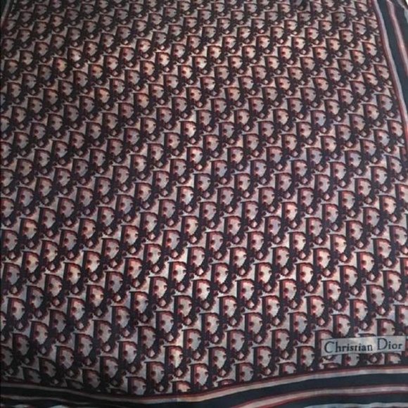 Dior Red White Black Trotter Style Logo Silk Wrap - Picture 5 of 6